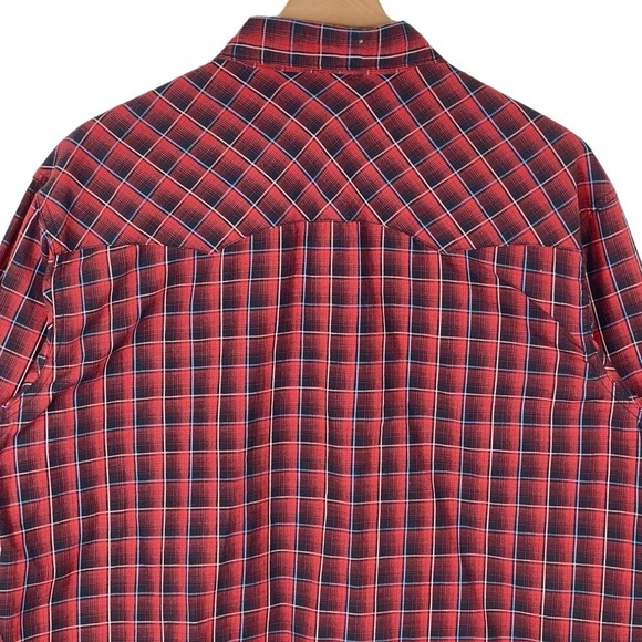 Wrangler Wrancher Mens XL Pearl Snap Western Plaid Shirt Cowboy Rodeo Workwear - Picture 6 of 9